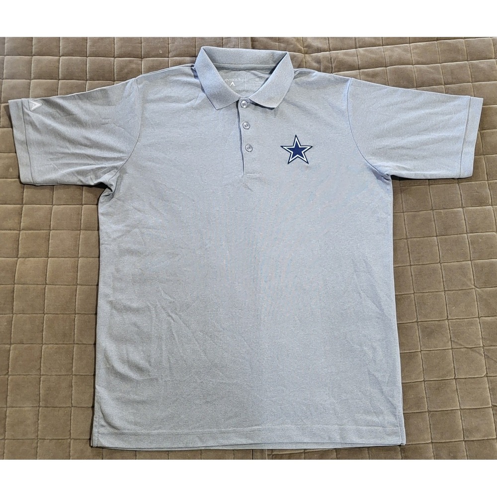 Antigua Mens White Dallas Cowboys Logo Performance Polo Shirt Medium